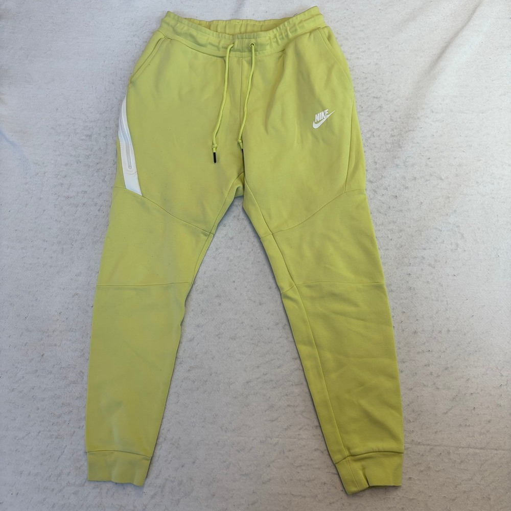 Nike Tech Fleece Joggers Mens S Lime Green Tapered Fit Sweatpants